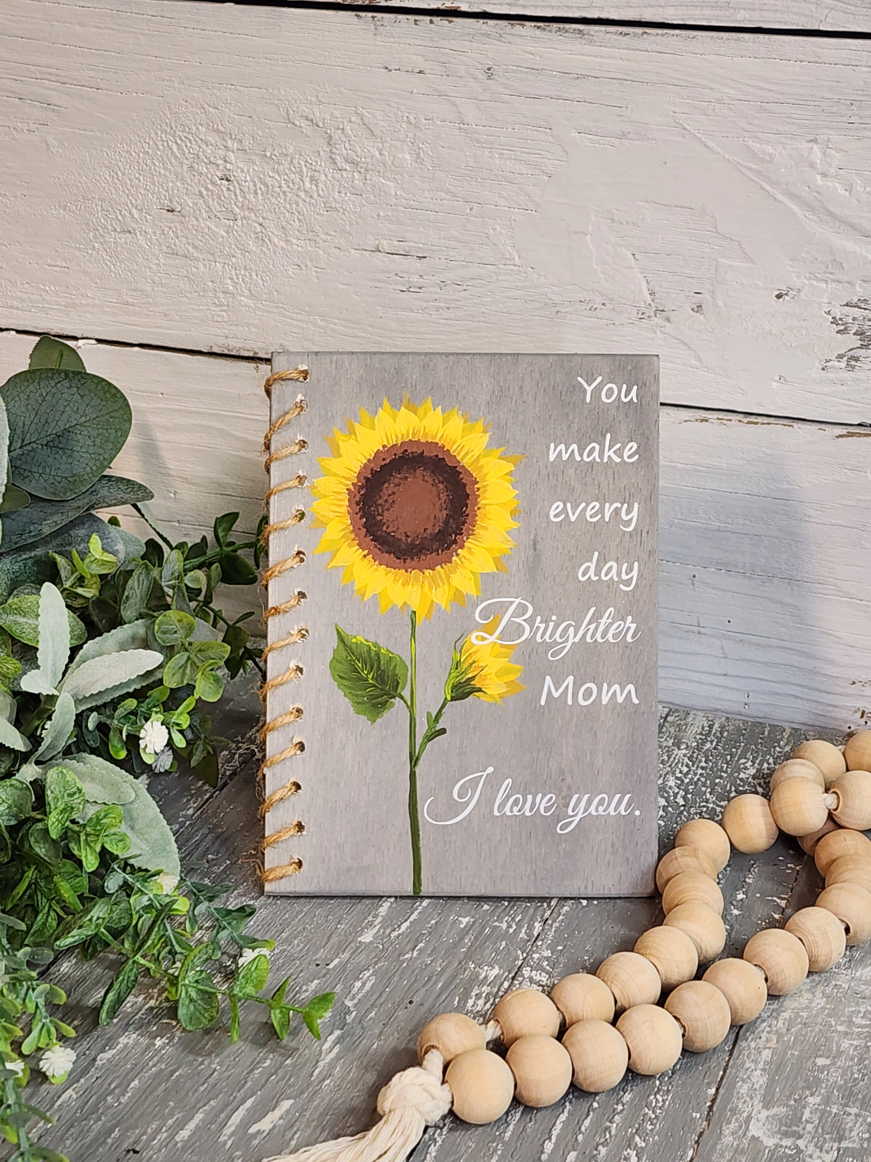 Handpainted greeting cards, Mothers Day gift, card for mom, custom note card with Easel stand, artwork display stand, Sunflower art