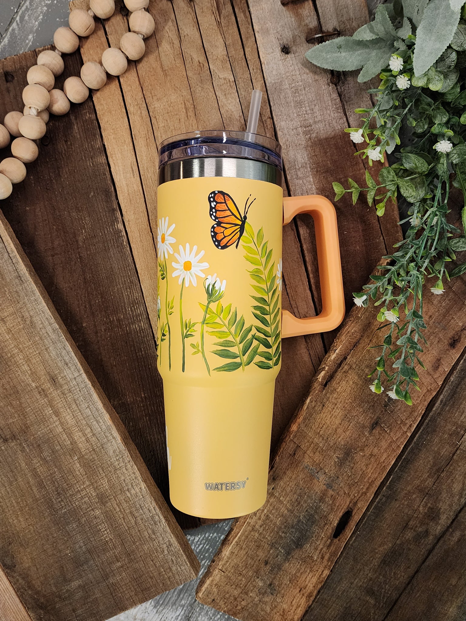 40oz Engraved Butterfly Tumbler With Handle, Stanley Dupe, Eras Tour