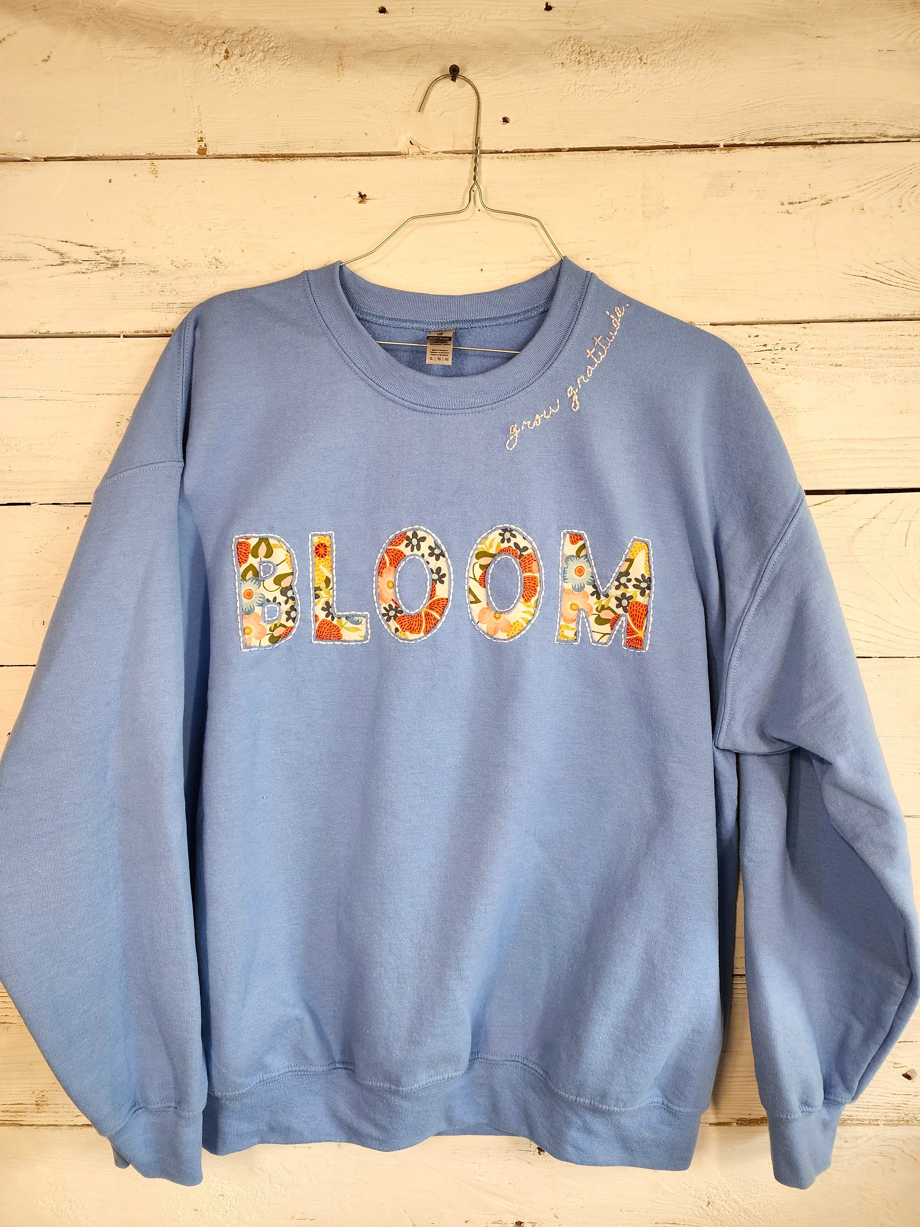Mother’s Day Gift | Boho comfy Bloom embroidered Sweatshirt | Self-care warm handmade crew for Summer nights| Gift for Her \ floral calico