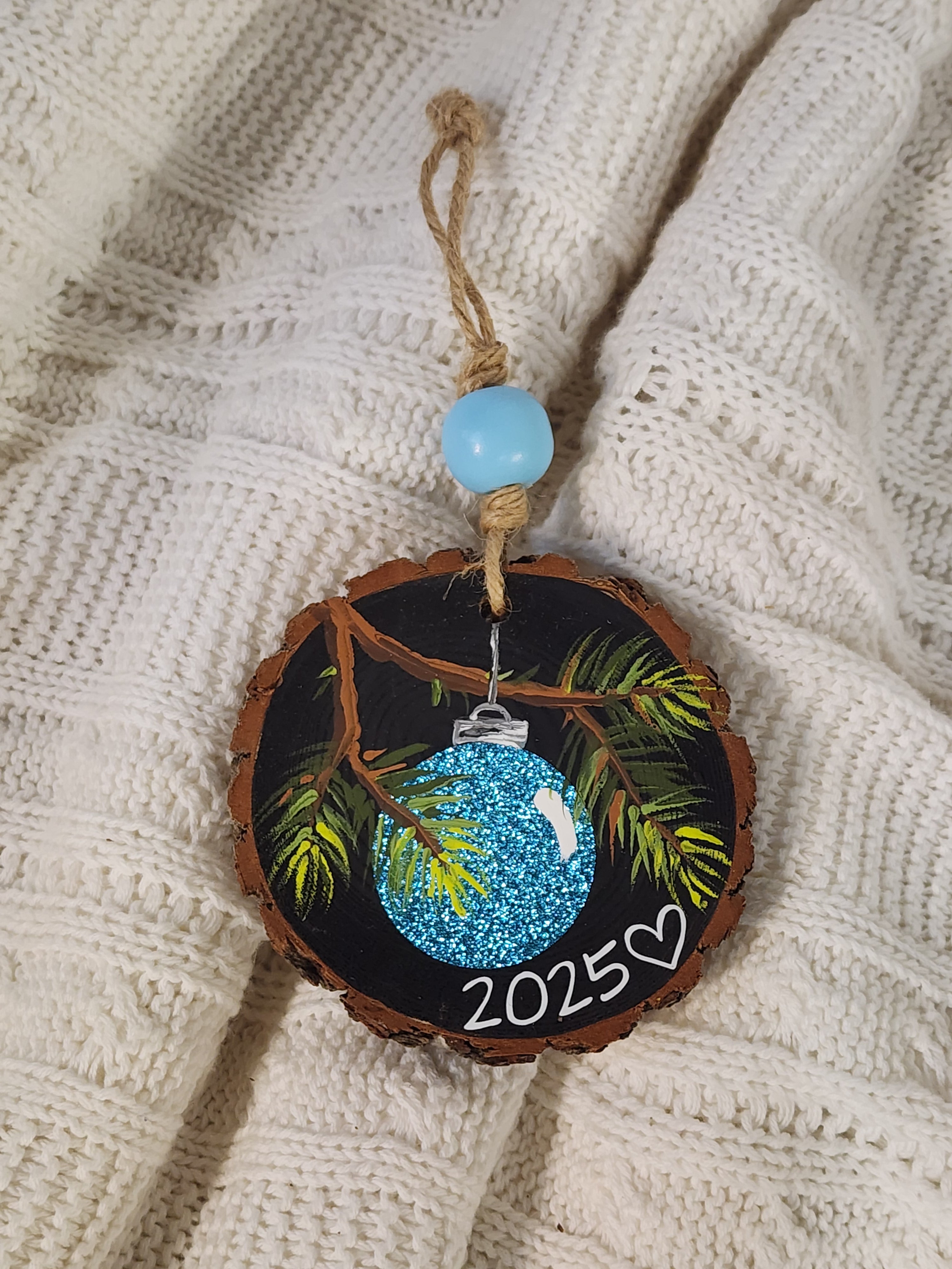 Mama Christmas gift set, cozy hand made embroidery sweatshirt, junk journal recycled wood frame, wood slice baby first Christmas ornament