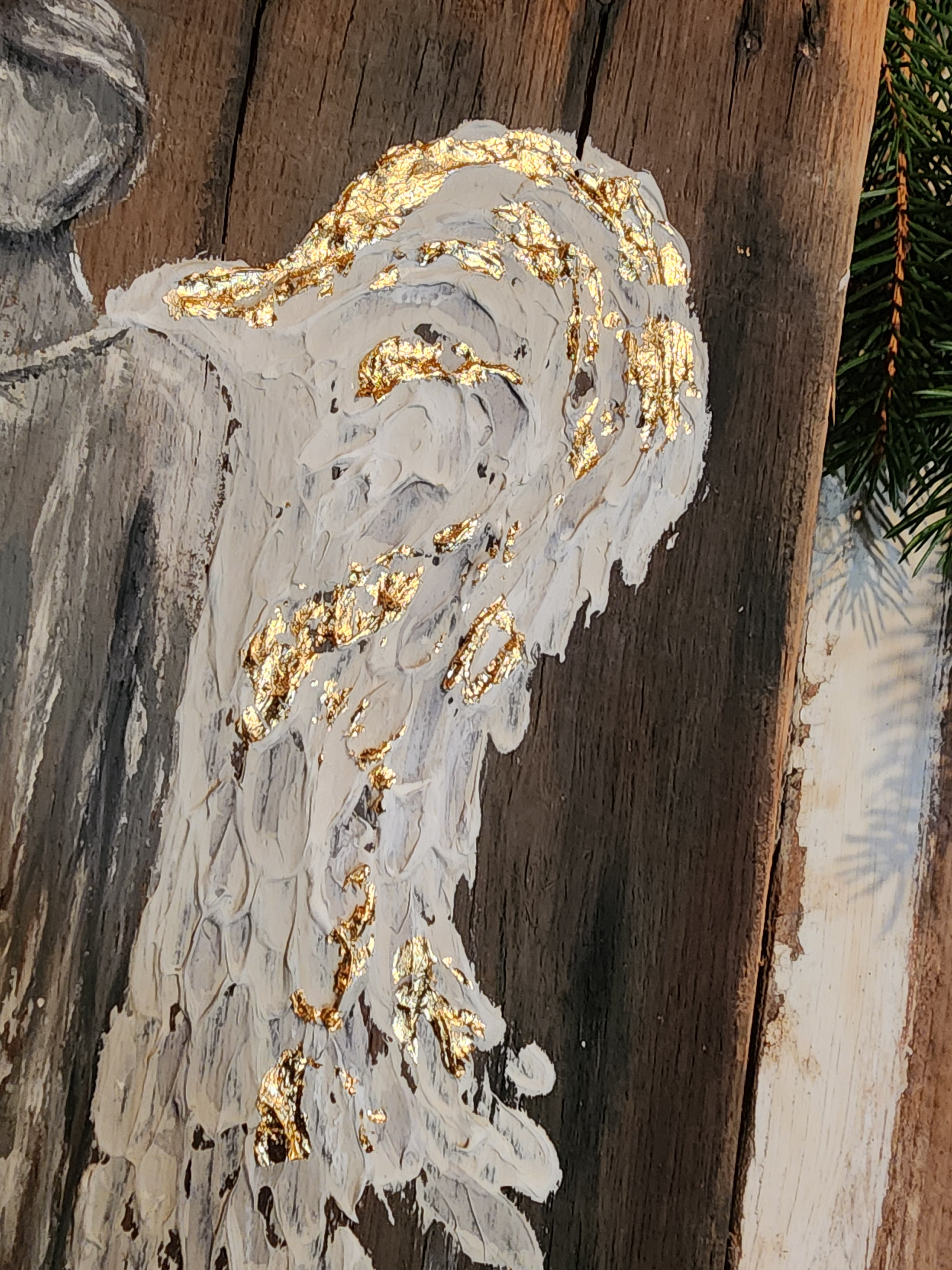 Abstract Angel painting for Christmas, Rustic pallet wood wall art for the holidays, hope angel acrylic texture painting, primitive