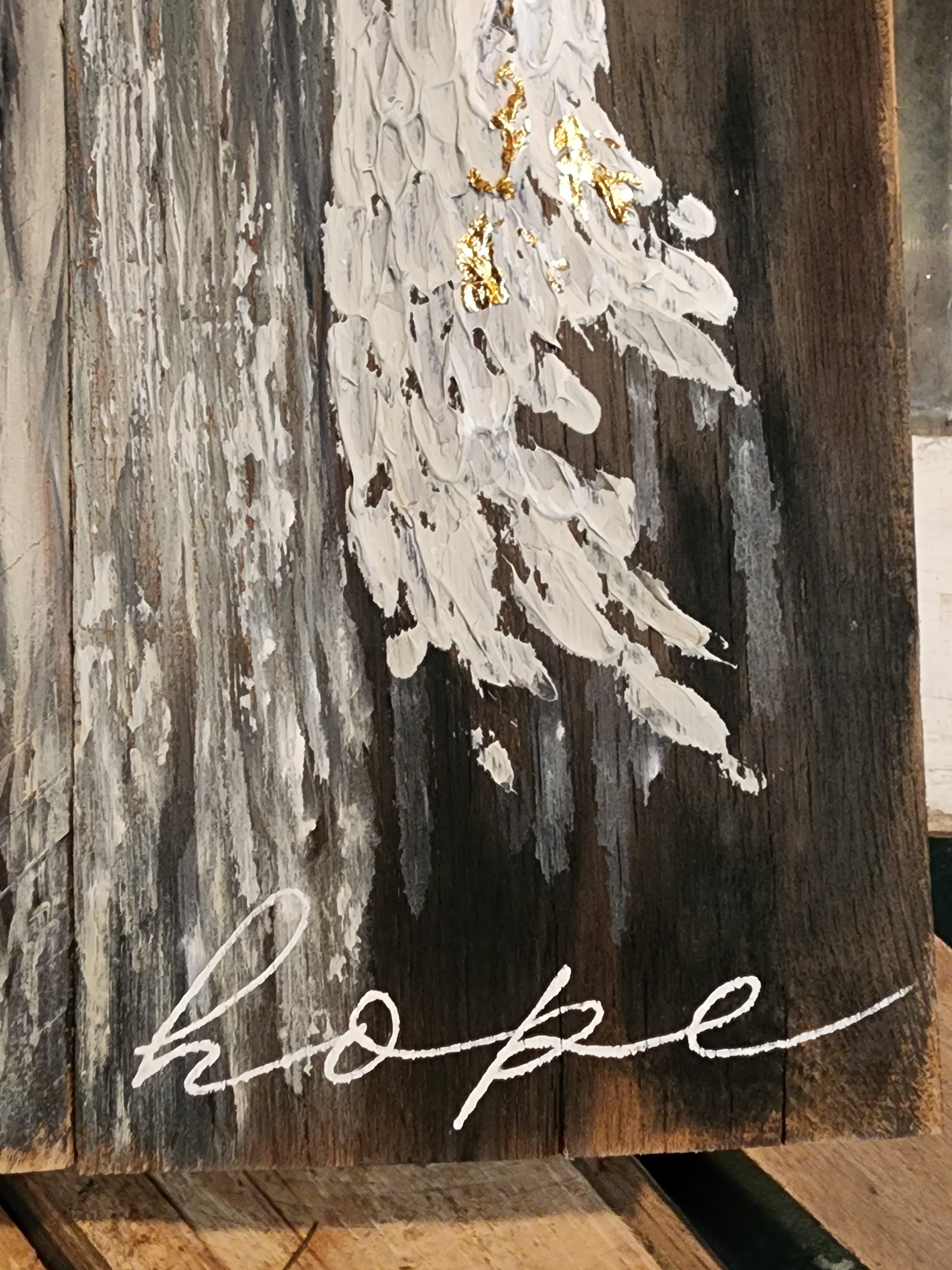 Abstract Angel painting for Christmas, Rustic pallet wood wall art for the holidays, hope angel acrylic texture painting, primitive