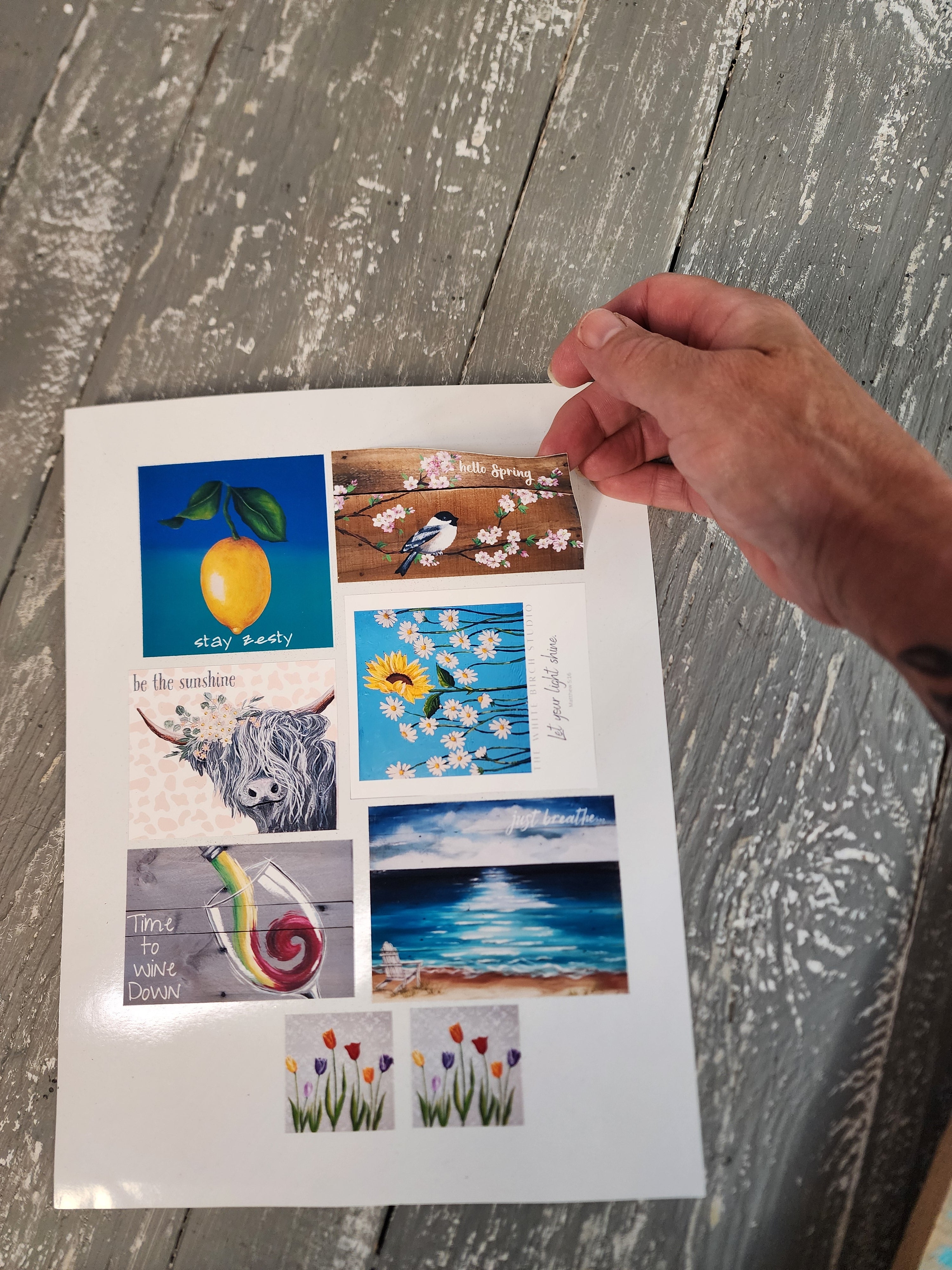 Beach lover Christmas gift set for her, acrylic beach painting on recycled pallet wood, boho macrame, recycled beach bag made from quilt