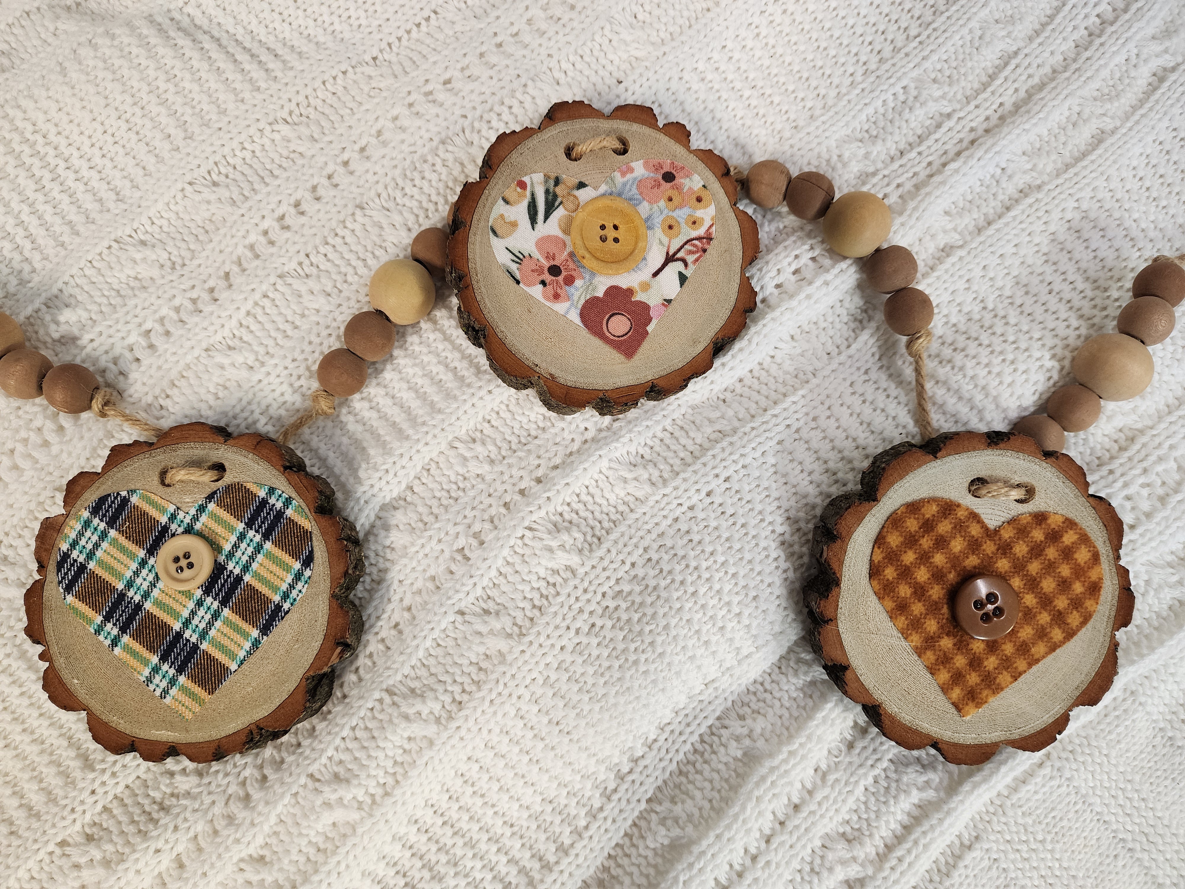 Cozy Christmas gift for her, custom baseball trucker hat, hand painted wildflower wood tray and wood slice garland, gift wrapped