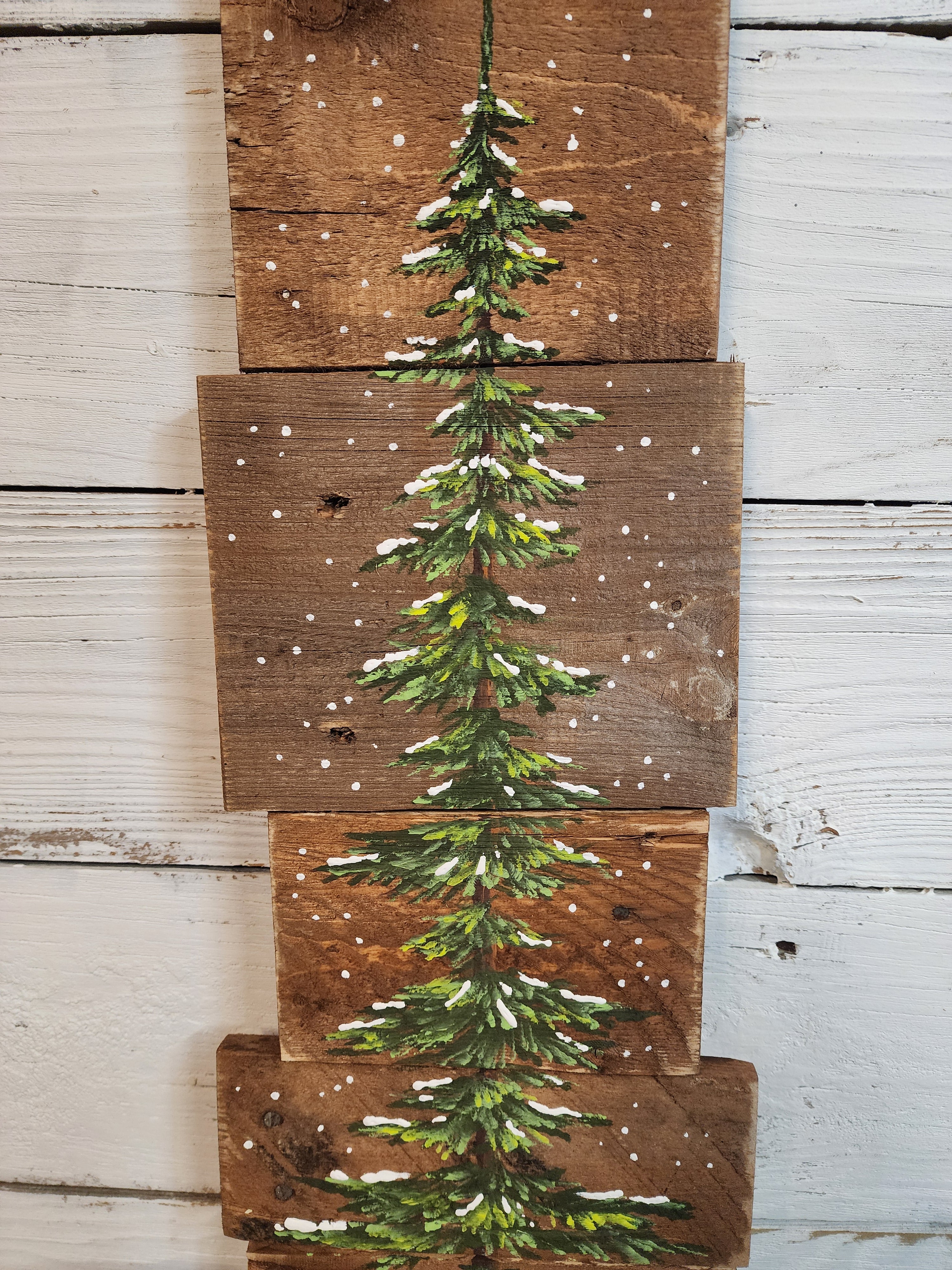 Cozy soft Christmas gift for her, handmade flannel embroidery L crew, hand painted snowy pine tree, gift wrapped, gift set