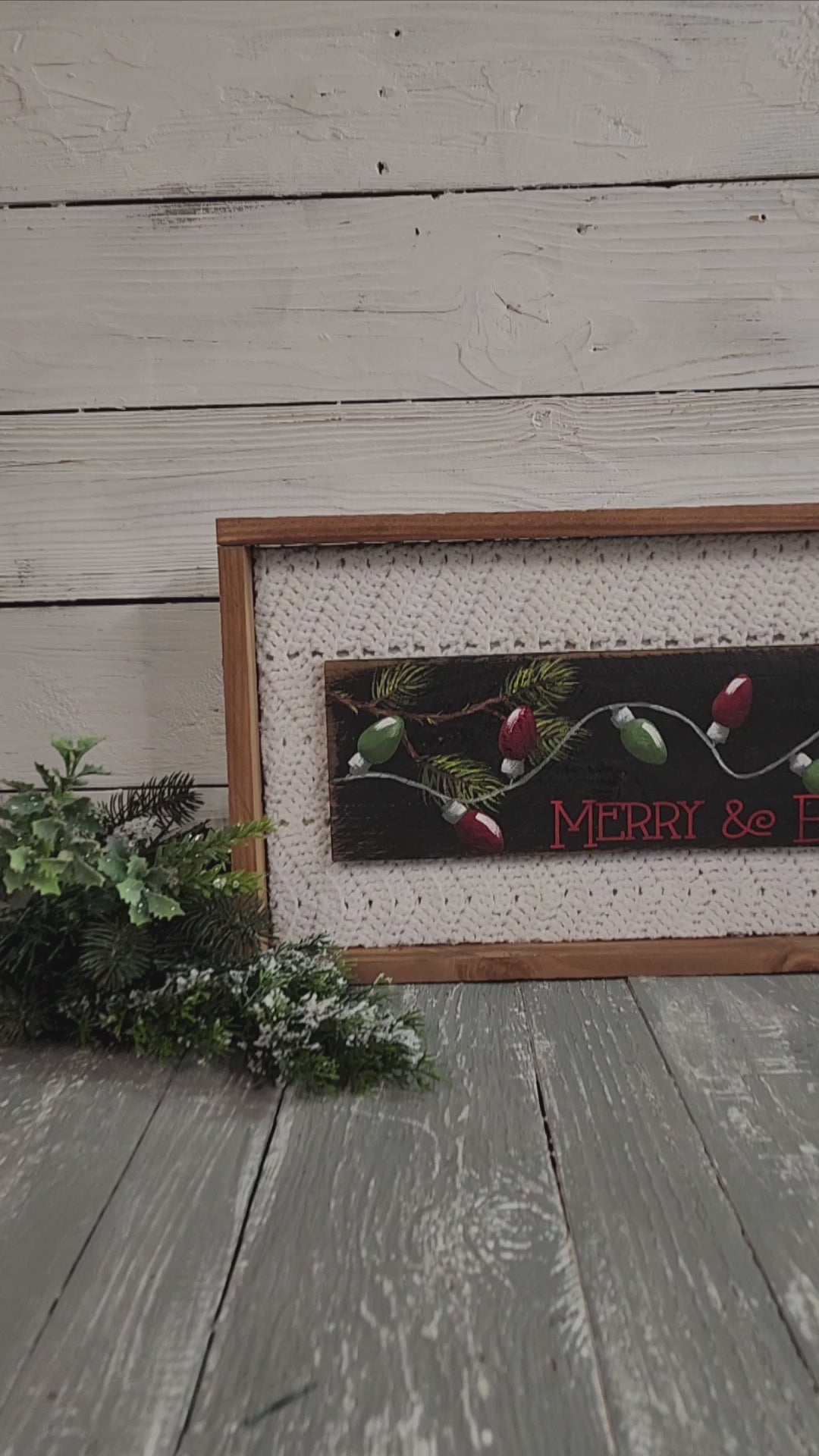 Christmas homemade decor, Merry & bright string of lights for shelf or counter sitter, holiday sweater coffee bar kitchen or mantel holiday