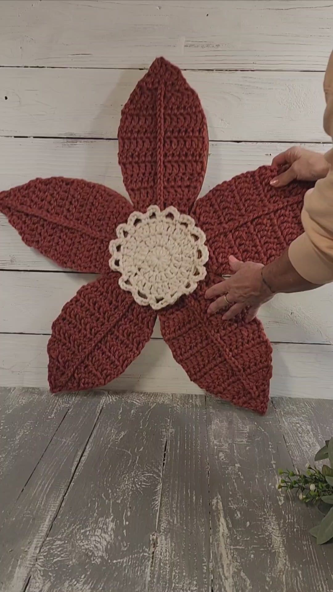 Mother’s Day Gift Set | Boho Wall Decor + Relax embroidered Sweatshirt | Giant Handcrafted Crochet Flower +  | "Just Breathe" Gift for Her
