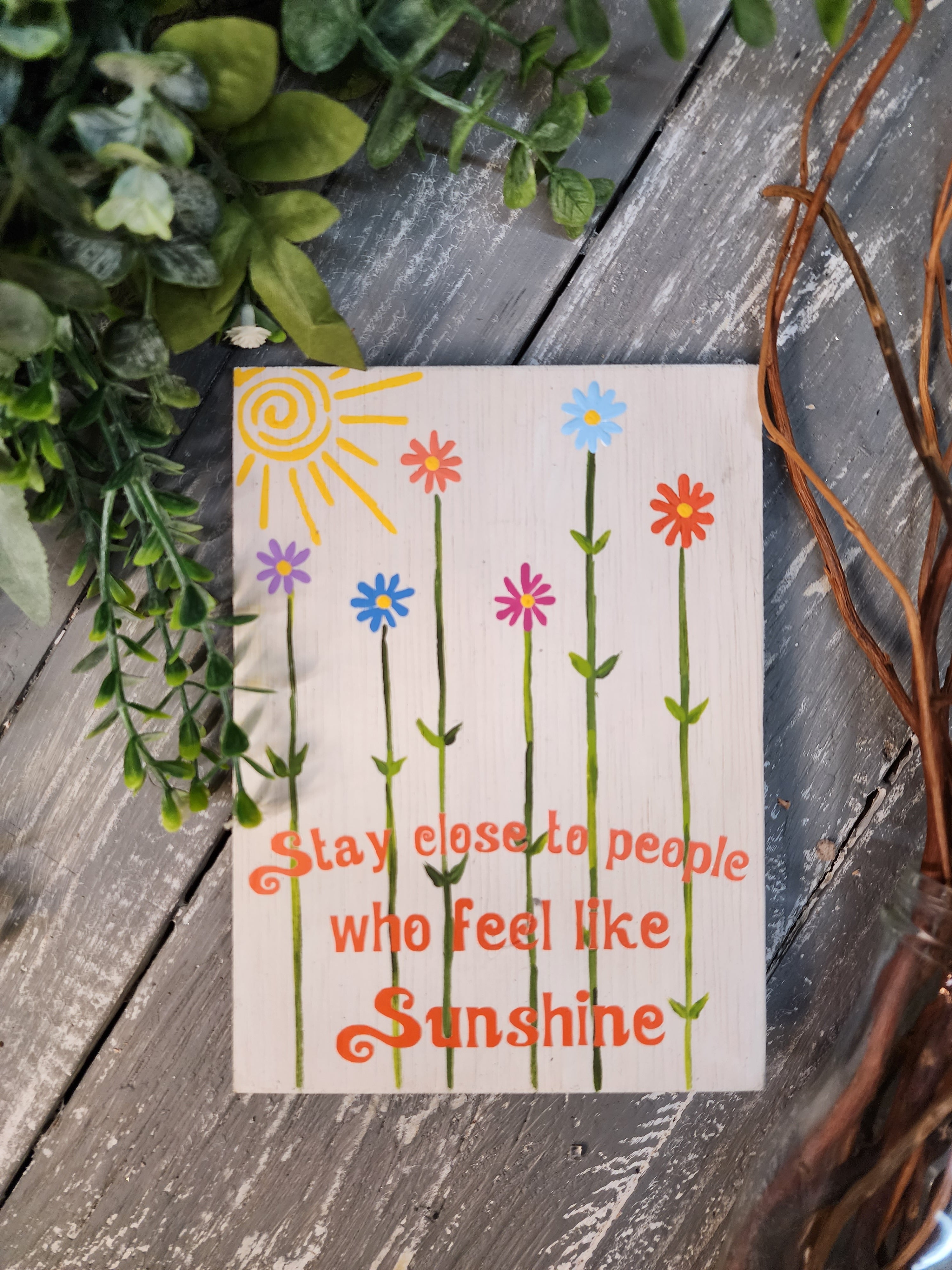 Handpainted greeting cards, custom note card with Easel stand, artwork display stand, Flower garden with word art