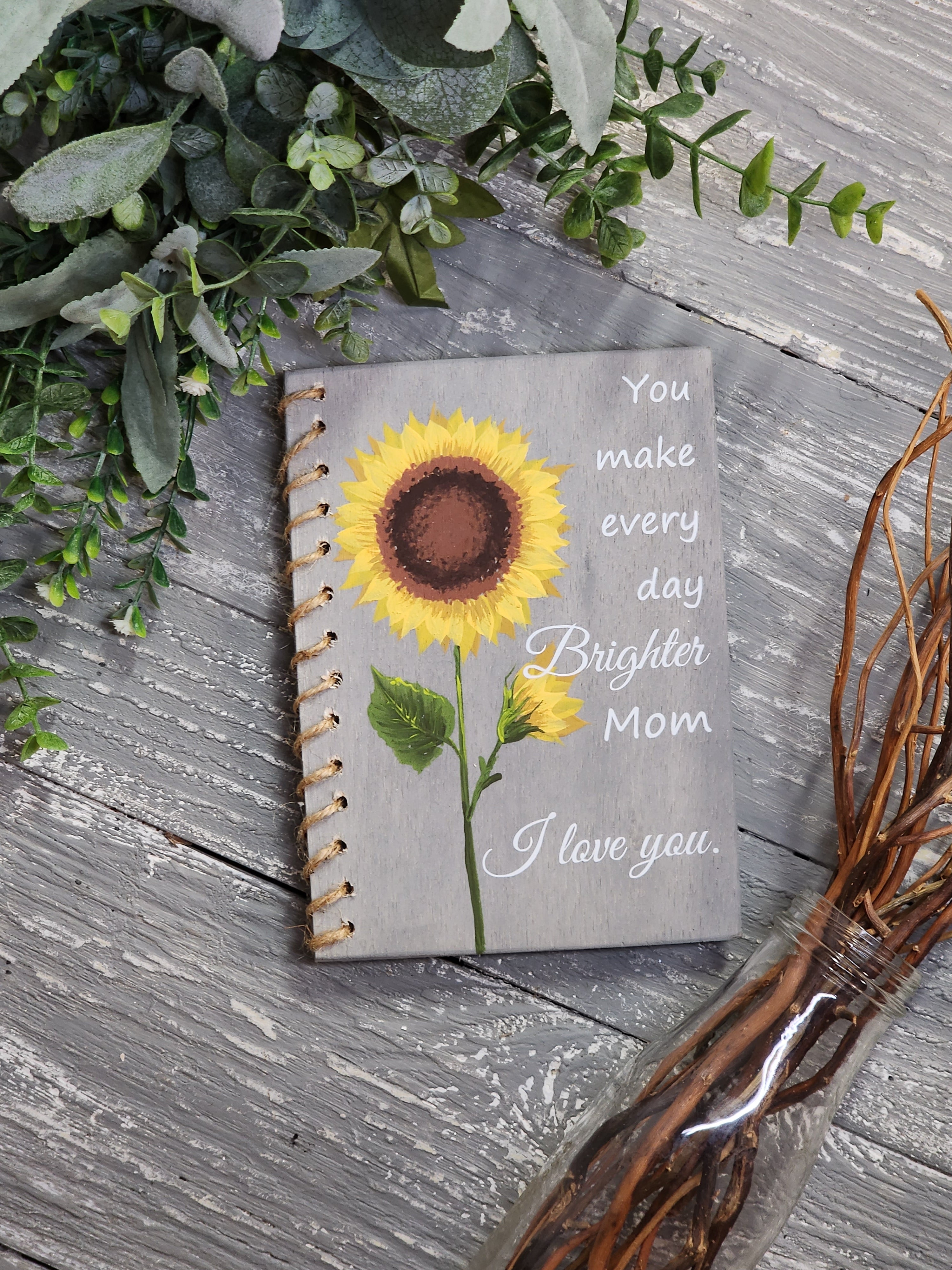 Handpainted greeting cards, Mothers Day gift, card for mom, custom note card with Easel stand, artwork display stand, Sunflower art