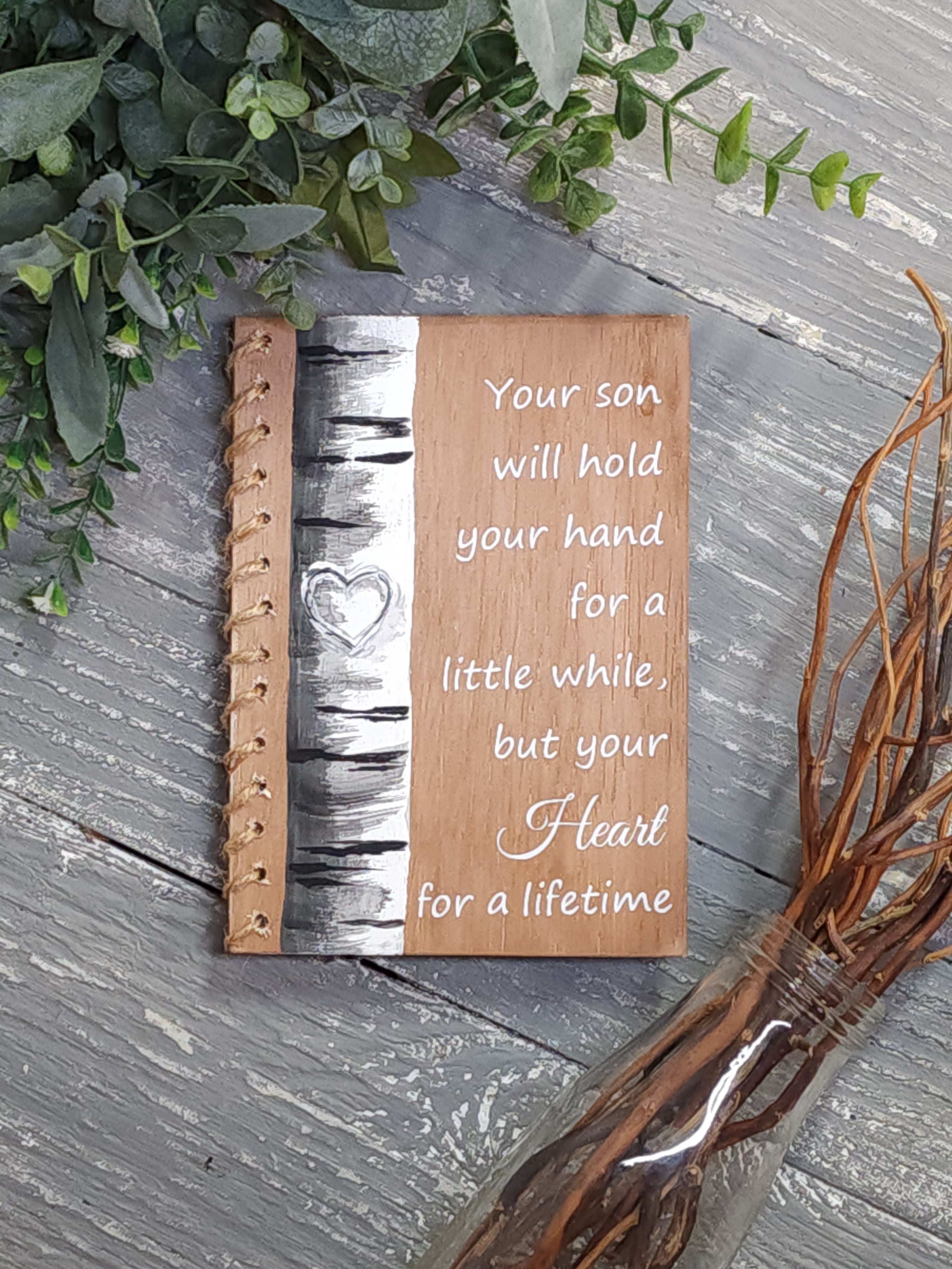 Handpainted greeting cards, Mothers Day gift, card for mom, custom note card with Easel stand, artwork display stand, Son hold your hand
