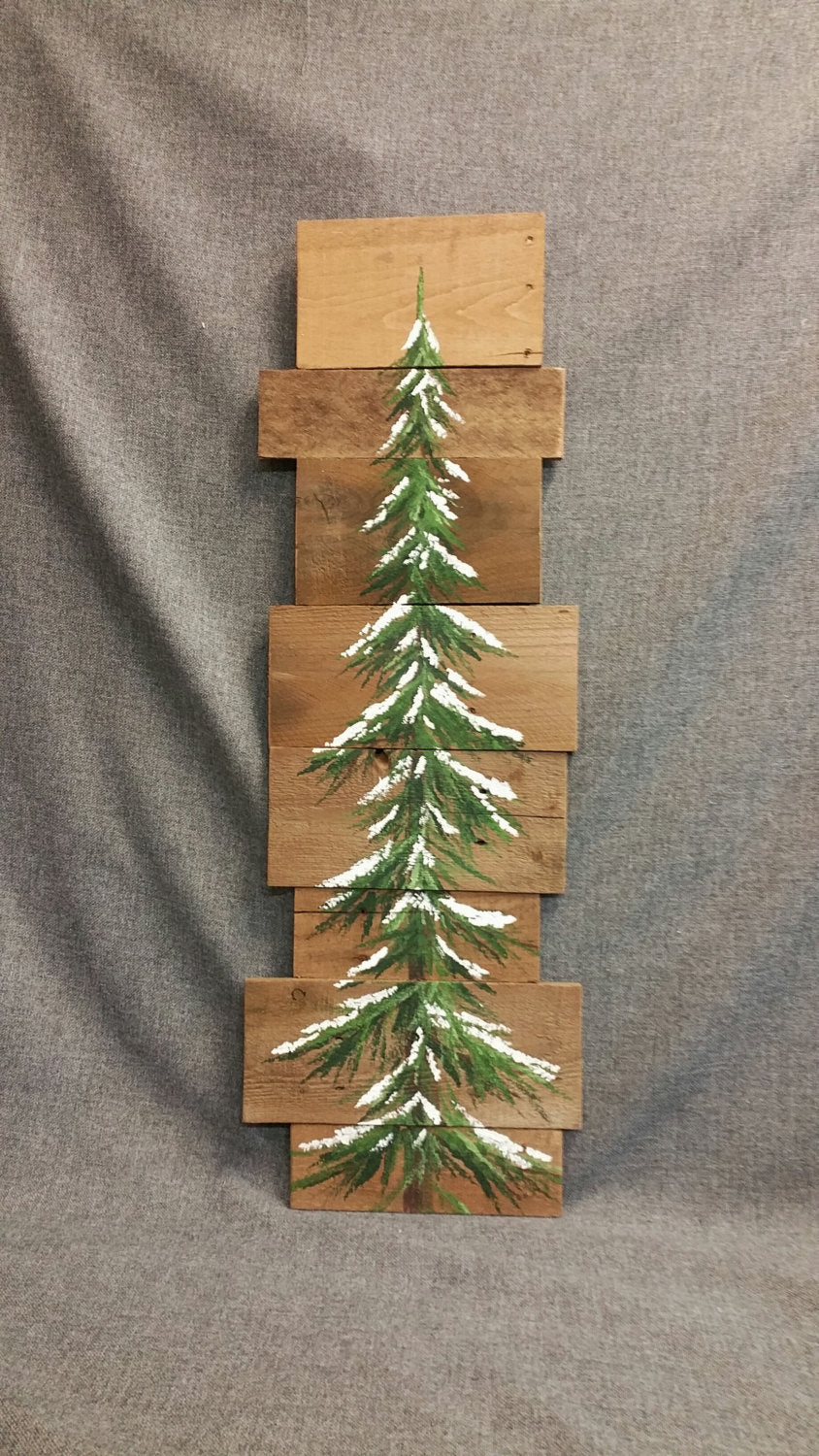 Hand Painted Pine tree on pallet wood, Winter cottage decor, Farmhouse style Evergreen, Christmas tree